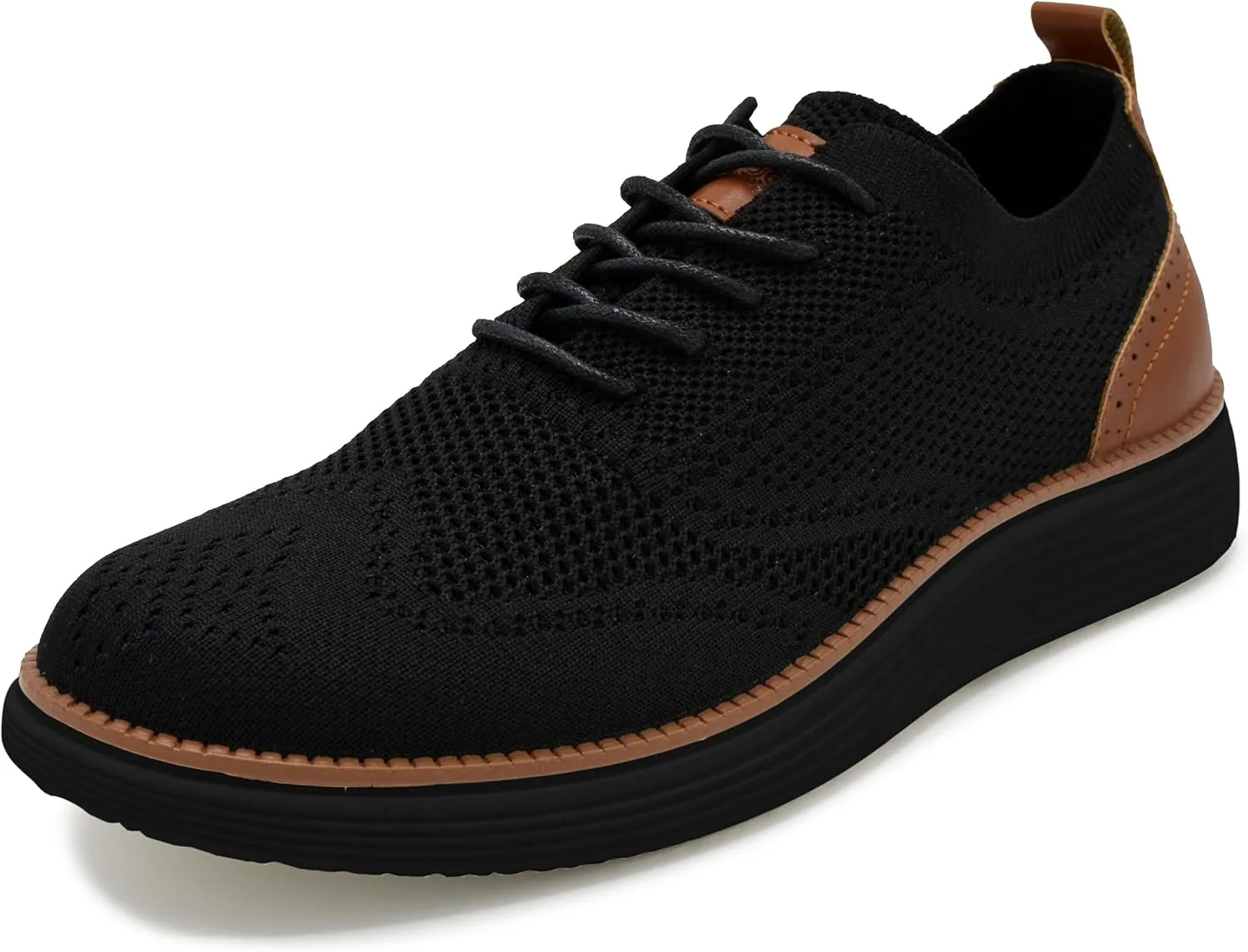 AKADEMIKS Mens Olney Wingtip Knit Oxford Black/Black
