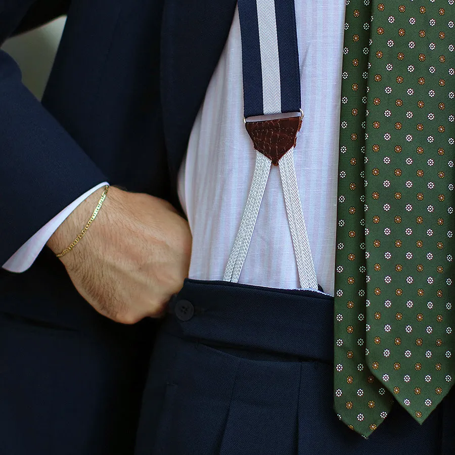 Barathea Braces - Navy / White I