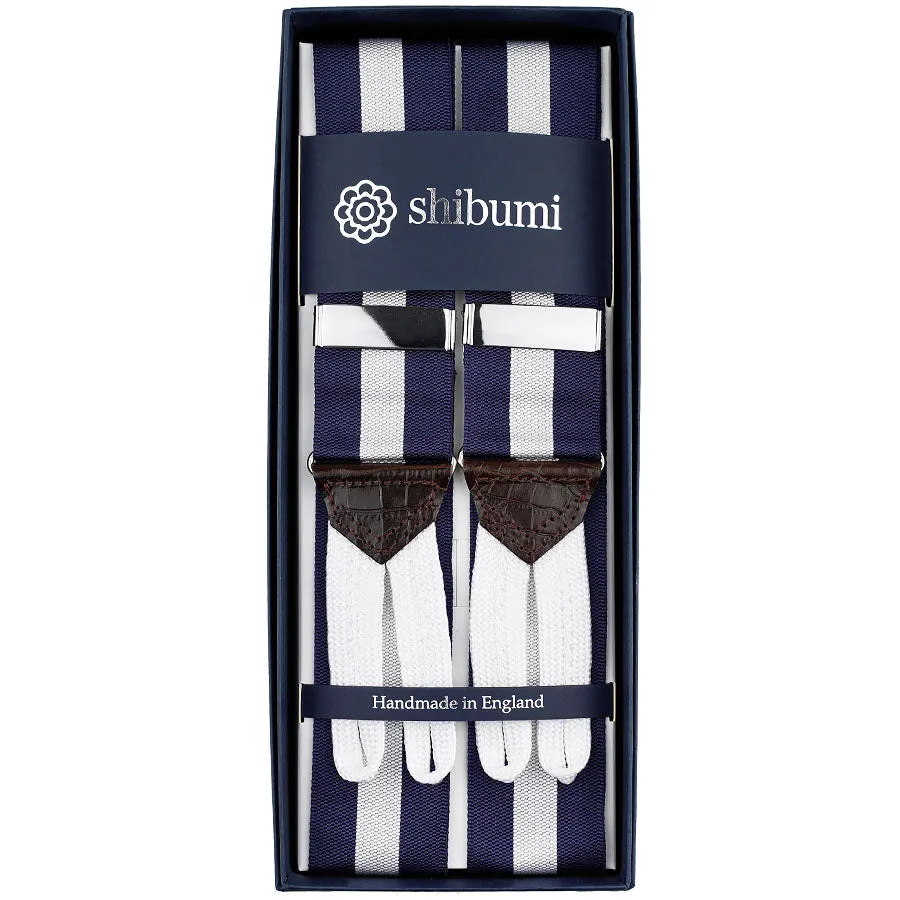 Barathea Braces - Navy / White I
