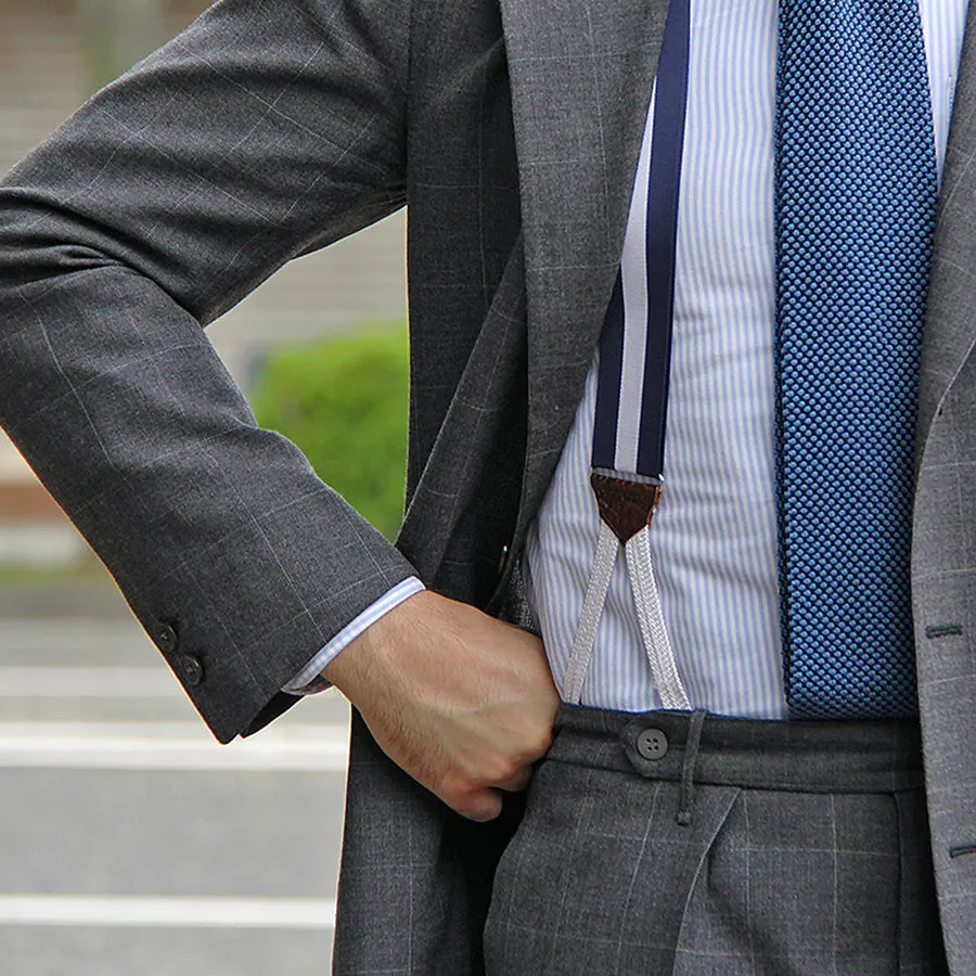 Barathea Braces - Navy / White I