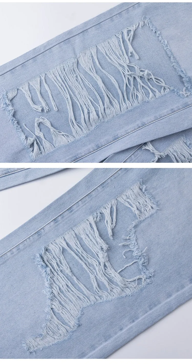 Bella's Retro Denim: Baggy Ripped Jeans for a 90s Street Style