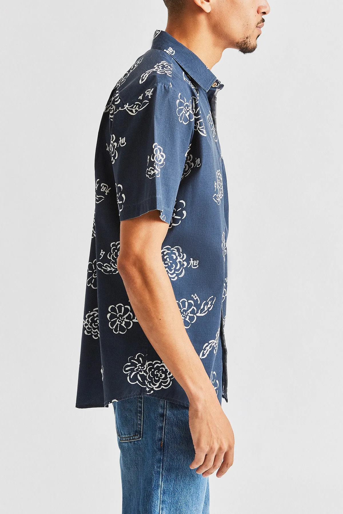 Charter Print S/S Woven - Navy/Off White