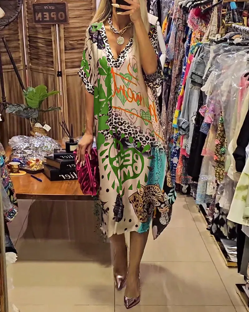 Dinah- Casual Dress with V-Neck