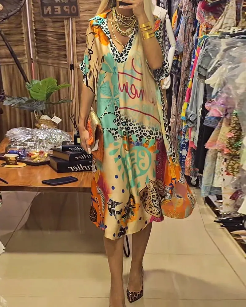 Dinah- Casual Dress with V-Neck