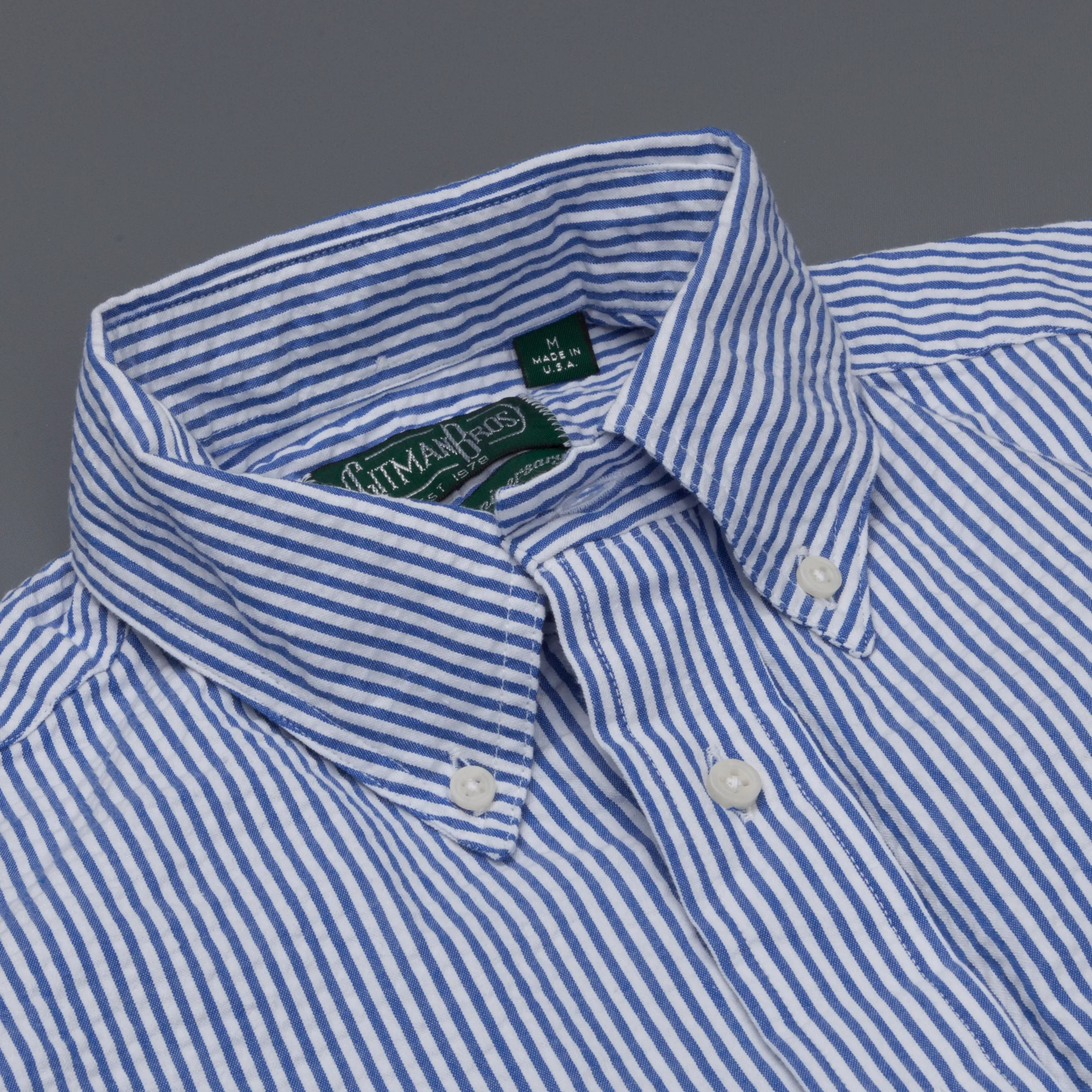 Gitman Vintage Button down shirt navy striped seersucker