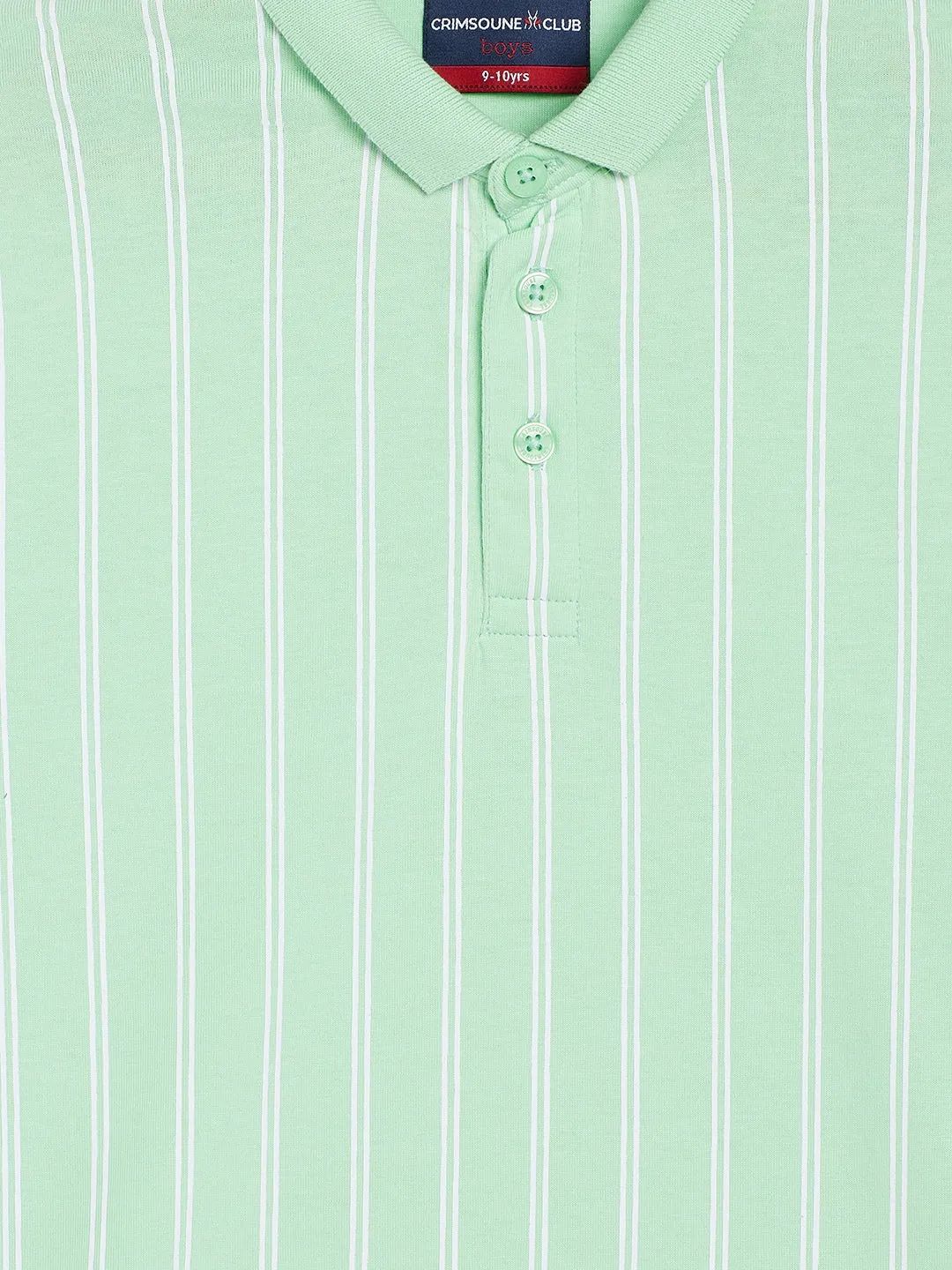 Green Striped Polo Neck T-Shirt