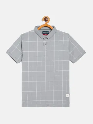 Grey Checked Polo Neck T-Shirt