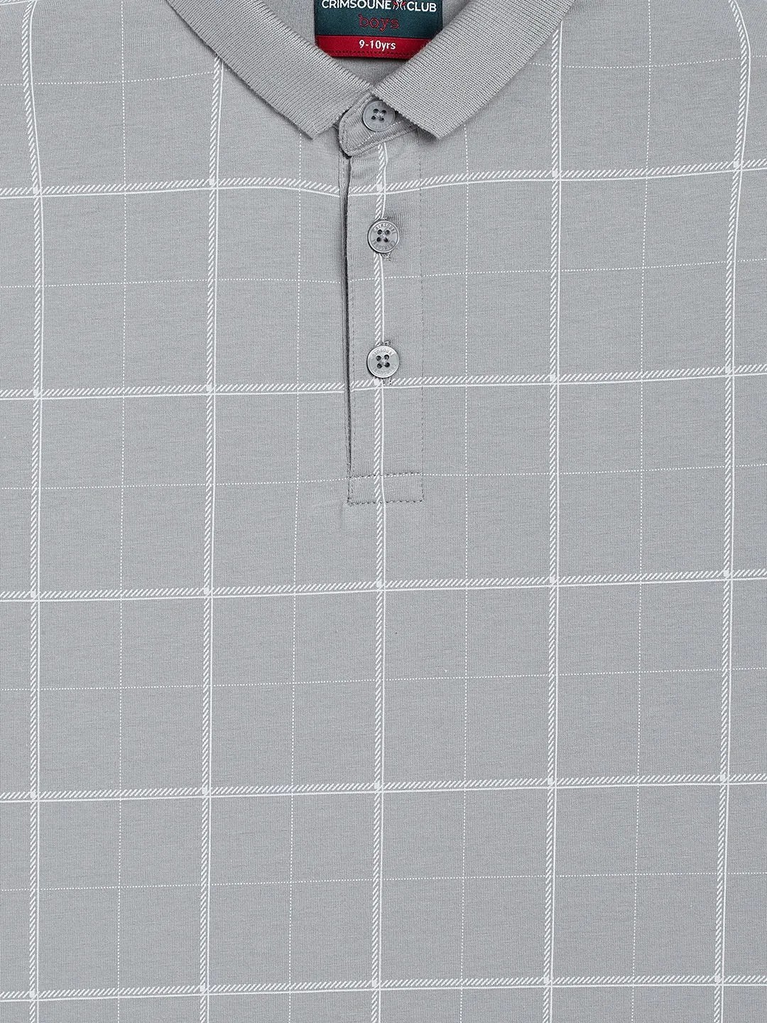 Grey Checked Polo Neck T-Shirt