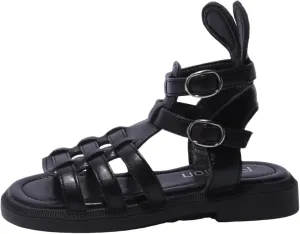 Kids Open Toe Roman Shoes for Girls Vintage High Top Strapped Flat Shoes Ankle Strap Soft Cute Girls Slippers Teen