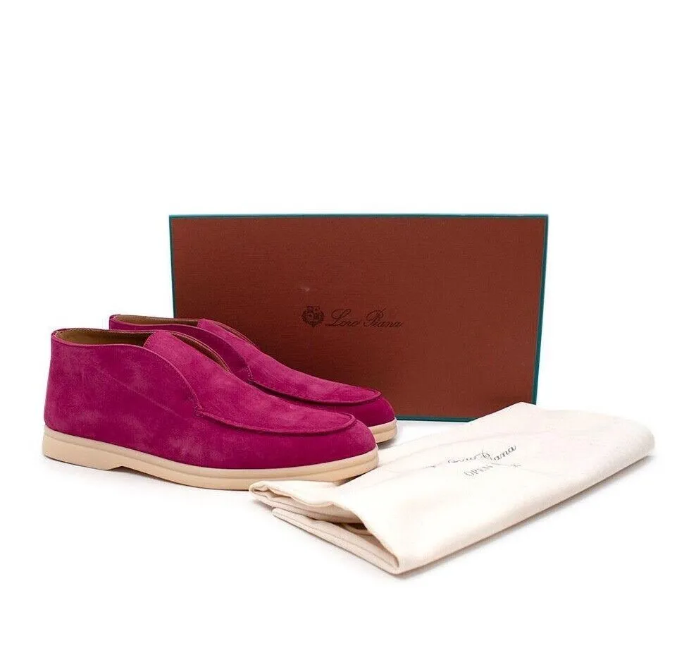 Loro Piana fuchsia suede leather Open Walk shoes moccasins Size 40 ladies