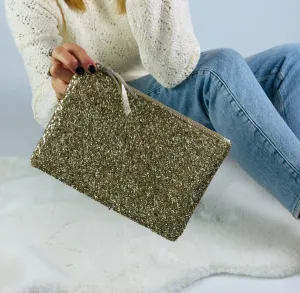 Press sample Gold glitter Clutch