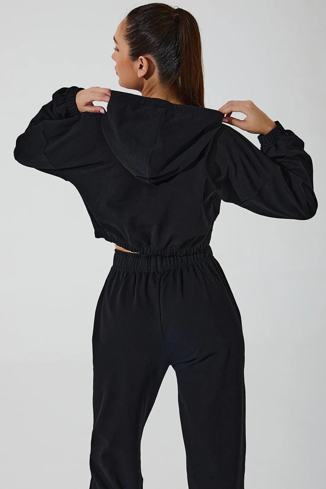 Women's Hoodie Croptop - Black