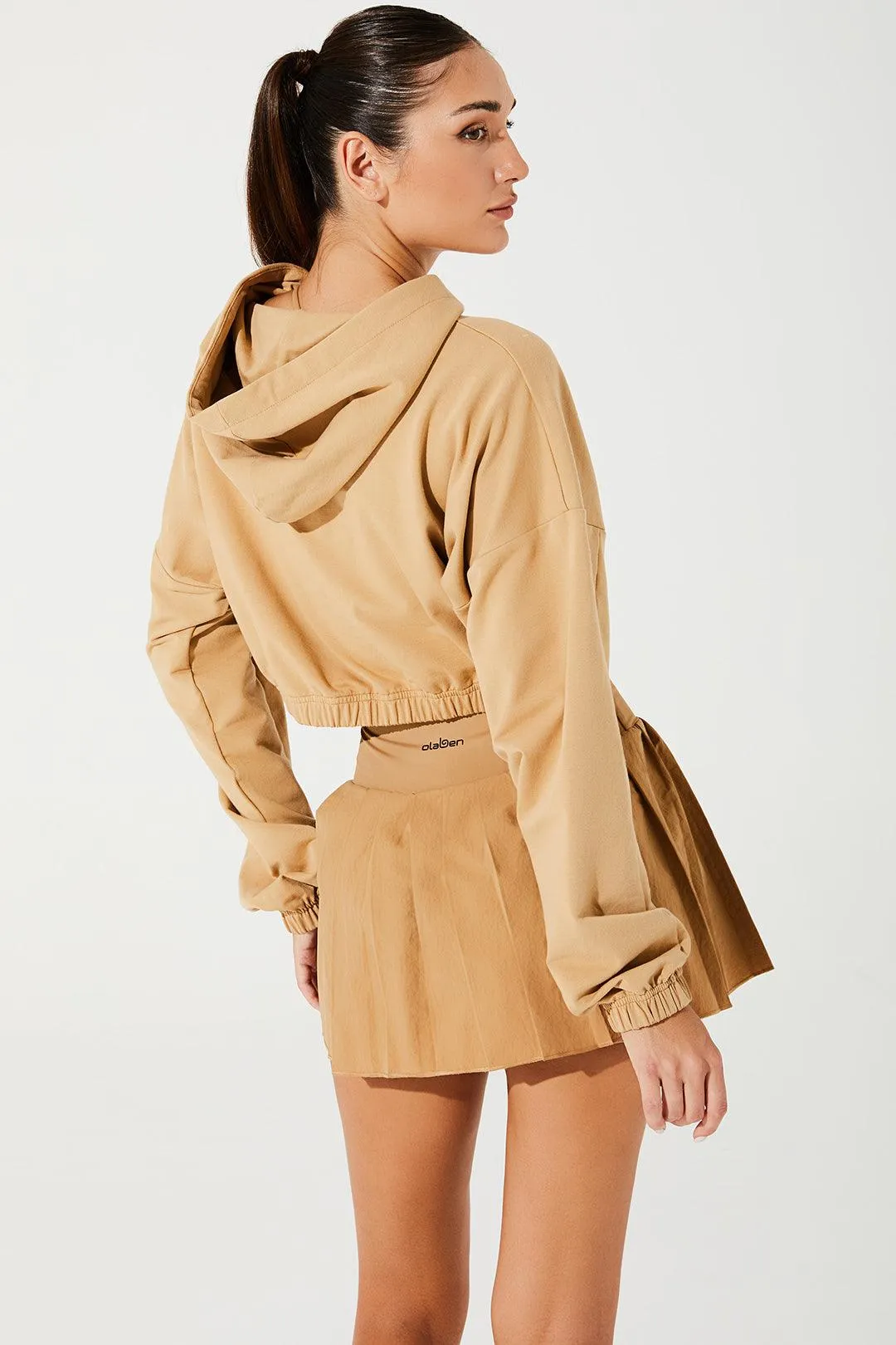 Women's Hoodie Croptop - Cappuccino