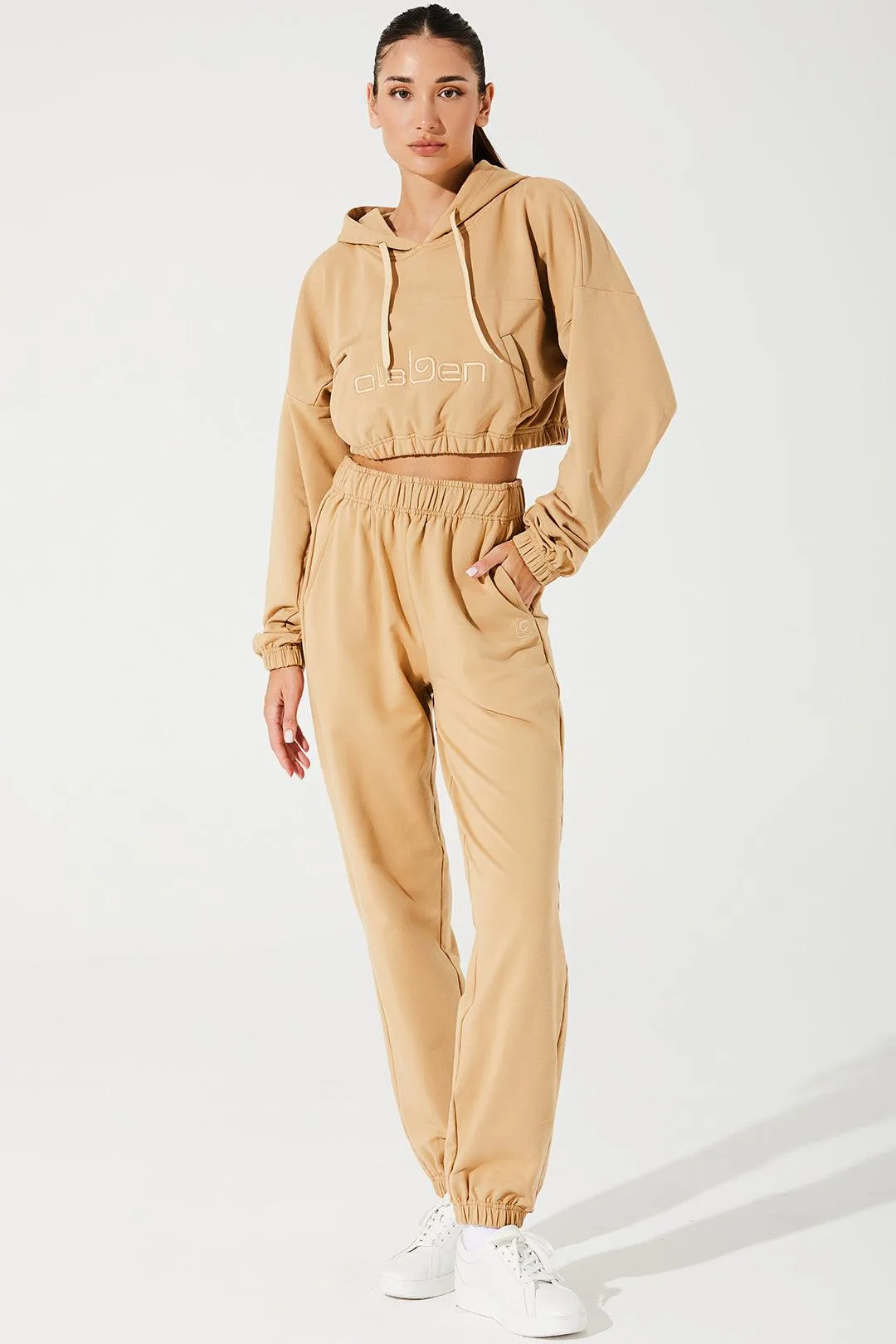 Women's Hoodie Croptop - Cappuccino